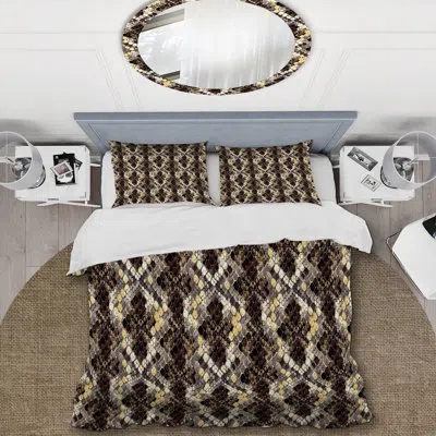 Design Art Brown Wild Design - Animals Duvet Cover Set - Microfiber Polyester In Black;brown