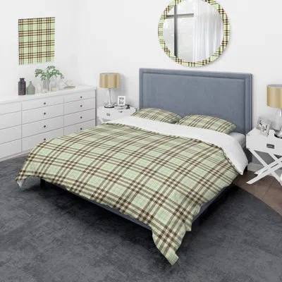 Design Art Brown/green Microfiber 2 Piece Duvet Cover Set In Brown,green