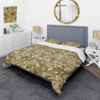 Design Art Brown/green Microfiber 3 Piece Duvet Cover Set