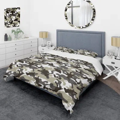 Design Art Brown/taupe Microfiber 3 Piece Duvet Cover Set