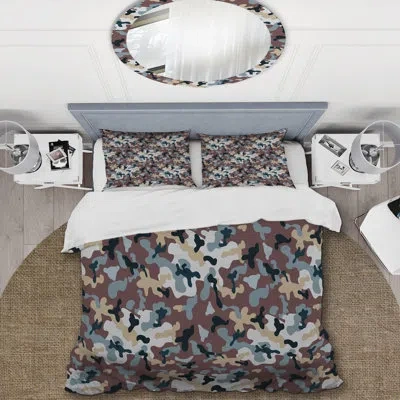 Design Art Brown/white Microfiber 3 Piece Duvet Cover Set In Brown;white
