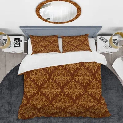 Design Art Brown/yellow Microfiber 2 Piece Duvet Cover Set In Brown,yellow