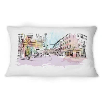 Design Art Building View, Landmark Of Klagenfurt In Austria -1 Mid-1century Modern Printed Throw Pillow