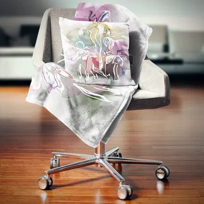 Design Art Bunch Of Abstract Textured Flowers - Floral Printed Pillow In White