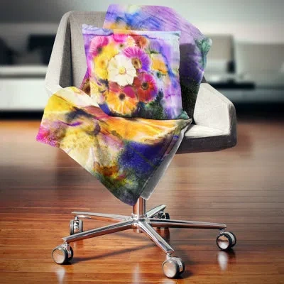 Design Art Bunch Of Colored Daisy Flowers - Floral Printed Pillow In Purple