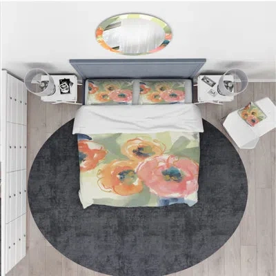 Design Art Buttercup I - Traditional Duvet Cover Set - Microfiber Polyester In Multicolor