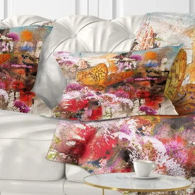 Design Art Butterfly Drinking Honey - Animal Printed Throw Pillow