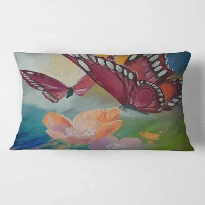 Design Art Butterfly On Flowers Rectangular Pillow Cover & Insert