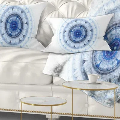 Design Art Cabalistic Fractal Sphere - Abstract Printed Throw Pillow In Blue