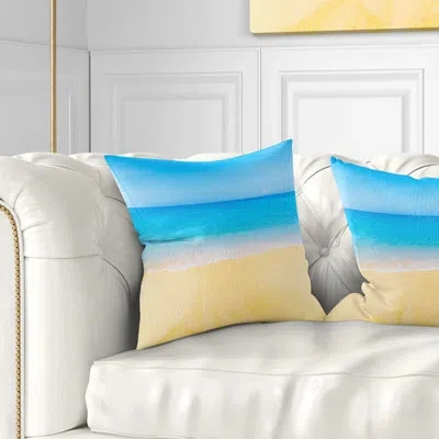 Design Art Calm Blue Sea And Sky - Sea & Shore Printed Pillow