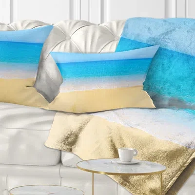 Design Art Calm Blue Sea And Sky - Sea & Shore Printed Throw Pillow