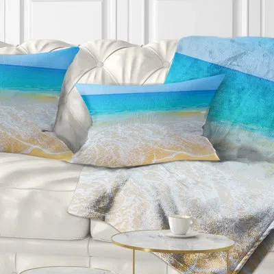 Design Art Calm Blue Sea Waves - Sea & Shore Printed Pillow