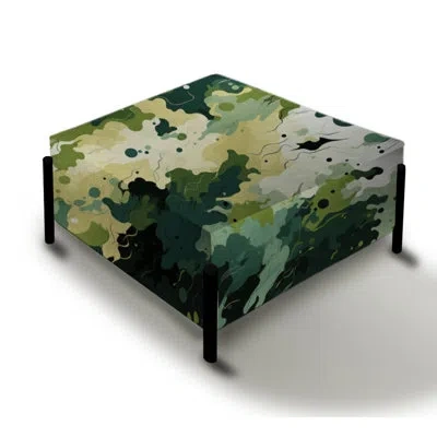 Design Art Camouflage Green Art Splatter - Camouflage Large Square Ottoman