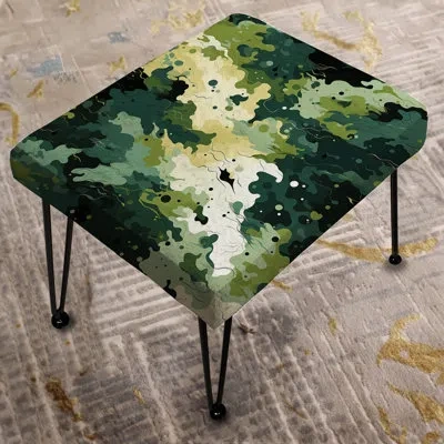 Design Art Camouflage Green Art Splatter - Camouflage Rectangle Ottoman