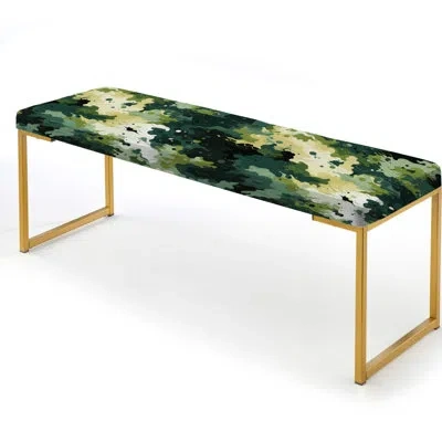 Design Art Camouflage Green Art Splatter - Camouflage Upholstered Gold Bench