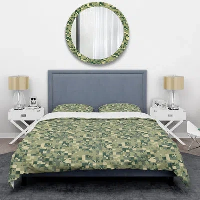 Design Art Camouflage Military Green - Abstract Duvet Cover Set - Microfiber Polyester
