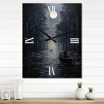 Design Art Canal Navigating The Canal Ii - Canals Wall Clock Oversized In Gray