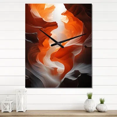 Design Art Canyon Antelope Whirlwinds - Landscape & Nature Modern Wall Clock In Peach