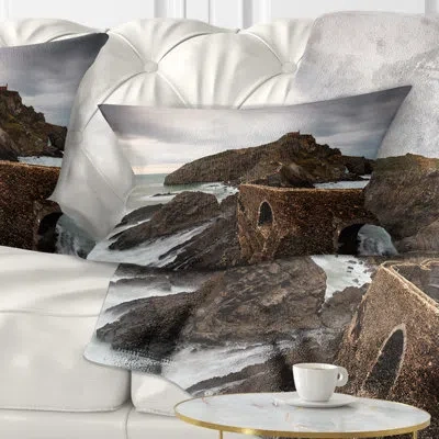 Design Art Cape And Chapel In Spanish Beach Seashore Photo Rectangular Pillow Cover & Insert In Brown