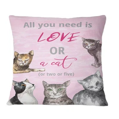 Design Art Card For Catlovers - Glam Printed Throw Pillow