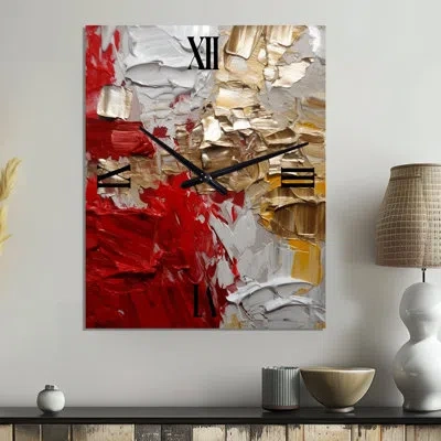Design Art Cardinal Sin Retro Delight Abstract Red & Gold - Abstract  Metal Wall Clock In Red;gold