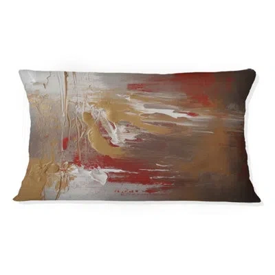 Design Art Cardinal Sin Retro Delight Abstract Red & Gold Iv - Abstract Painting Printed Throw Pillow In Red;gold
