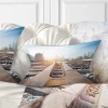 Design Art Cargo Train Platform With Container - Landscape Printed Pillow In Brown