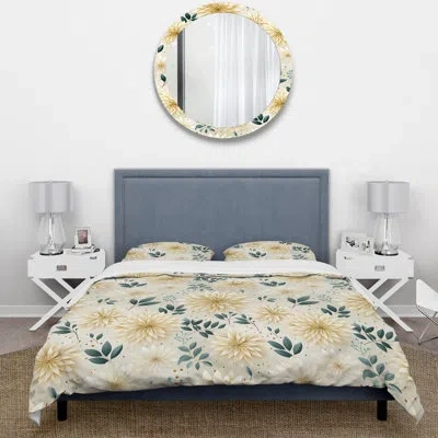 Design Art Carnation Mandalas Flowers Boho Pattern Bedding In Beige