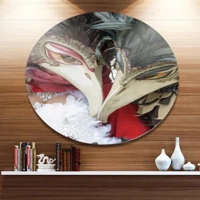 Design Art 'carnival In Venice In Italy' Photographic Print On Metal In Gray;red;beige