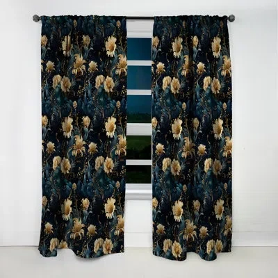 Design Art Celestial Blue Damask Mirage Em - Damask Curtain - Blackout Damask Curtain - 1 Panels