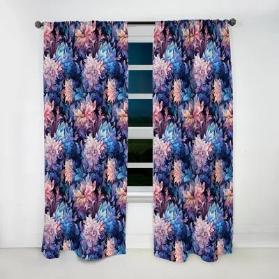 Design Art Celestial Blue Damask Mirage Ii - Bohemian Velvet Curtain - Room Darkening - 1 Panel