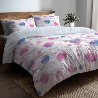 Design Art Celestial Comforter Set 6 Pcs For Teenagers - Cosmic Teen Galaxy Comforter Bedding Set In Blue;pink