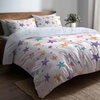 Design Art Celestial Comforter Set Of 6 For Teenagers - Glitter Sparkle Stars Comforter Bedding Set In Pink;purple