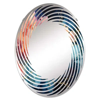 Design Art Celestial Coral And Blue Sky Liquid Art - Spiral Wall Mirror|oval