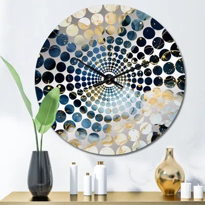 Design Art Celestial Gold And Blue Marble Pattern - Marble  Wall Clock In Blue;gold