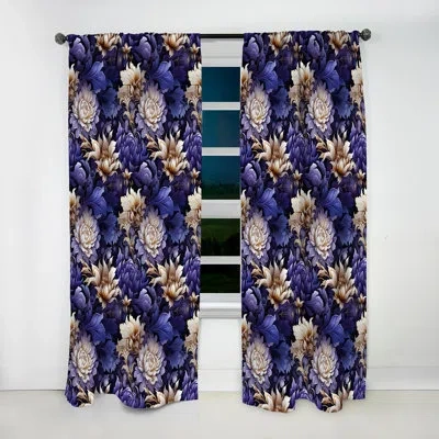 Design Art Celestial Purple Damask Mirage Ii - Bohemian Velvet Curtain - Room Darkening - 1 Panel