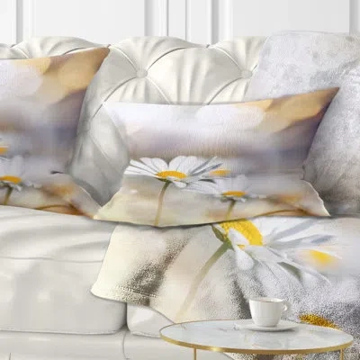 Design Art Chamomiles On Background - Floral Printed Pillow
