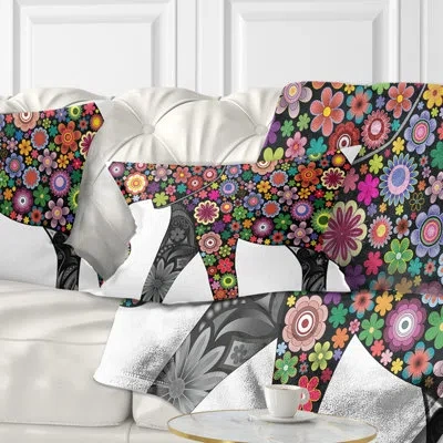 Design Art Cheerful Elephant - Animal Printed Throw Pillow