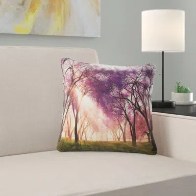 Design Art Cherry Blossoms Japan Garden - Landscape Printed Pillow In Purple