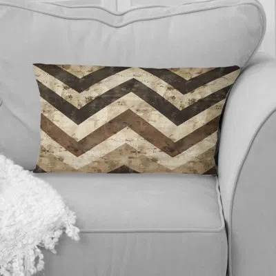 Design Art Chevron Delight Ii - Glam Lumbar Pillow In Brown;beige