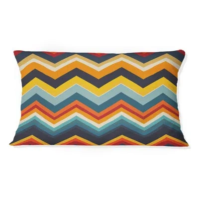 Design Art Chevron Throw Pillow In Blue;orange