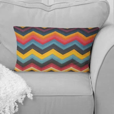 Design Art Chevron Throw Pillow In Blue;orange