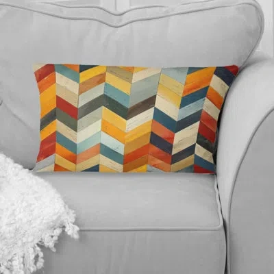 Design Art Chevron Throw Pillow In Green;orange