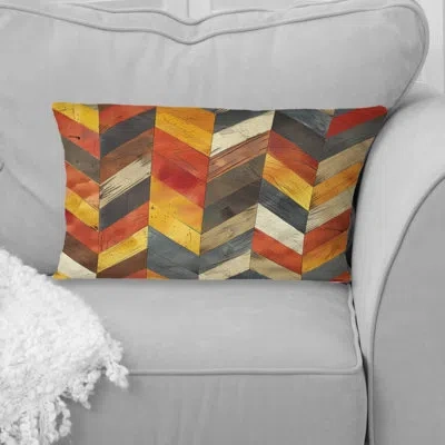 Design Art Chevron Throw Pillow In Yellow;orange