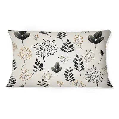 Design Art Chic Noir Floral Fusion - Floral Printed Pillow In Black;beige