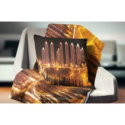 Design Art Chinese Cities - Cityscape Printed Throw Pillow In Brown;gold