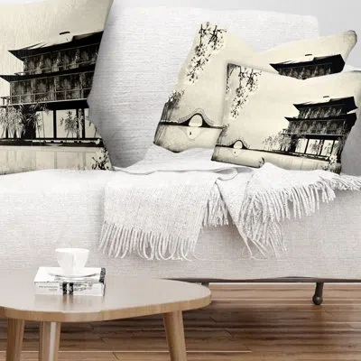 Design Art Chinese Ink - Landscape Printed Throw Pillow