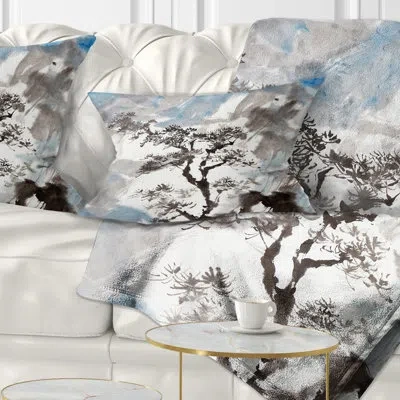 Design Art Chinese Pine Tree - Forest Printed Throw Pillow