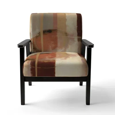 Design Art Chocolate Brown Elementary Iii - Upholstered Modern Arm Chair In Brown;beige