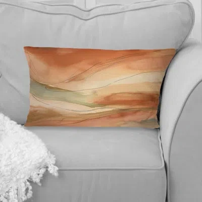 Design Art Chocolate Dreams Terra Cotta Abstract Ii - Abstract Painting Printed Throw Pillow In Brown;orange